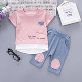 Ensemble 2 Pièces Trendy - Sweat & Pantalon / Garçon & Fille Ensemble - Vêtements Enfant Bébé Rose Manches Courtes / 12M - Parents Sereins