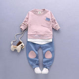 Ensemble 2 Pièces Trendy - Sweat & Pantalon / Garçon & Fille Ensemble - Vêtements Enfant Bébé Rose Manches Longues / 12M - Parents Sereins