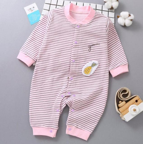 Combinaison Pyjama À Motifs en Coton - Marinière Rose Pyjama - Combinaison - Vêtements Enfants Marinère Fille / 3M - Parents Sereins